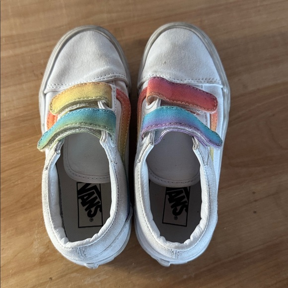 Vans Kids size 13 classic White Sneakers with Rainbow - Picture 4 of 6